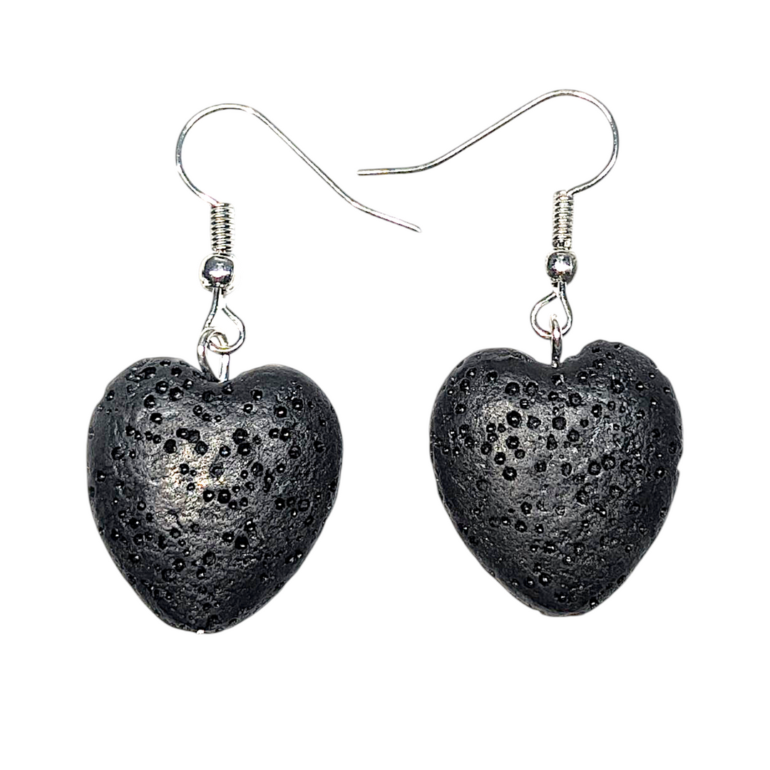 Black Stone Heart Earrings