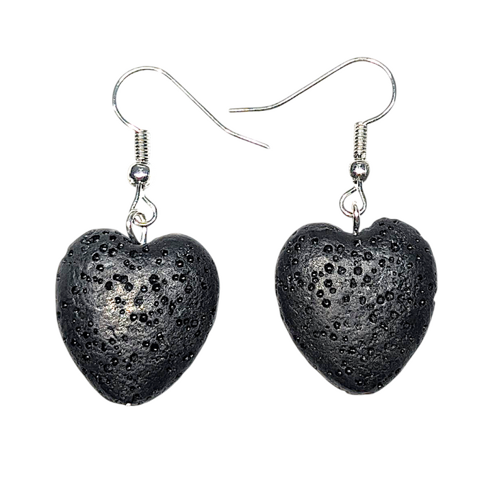 Black Stone Heart Earrings