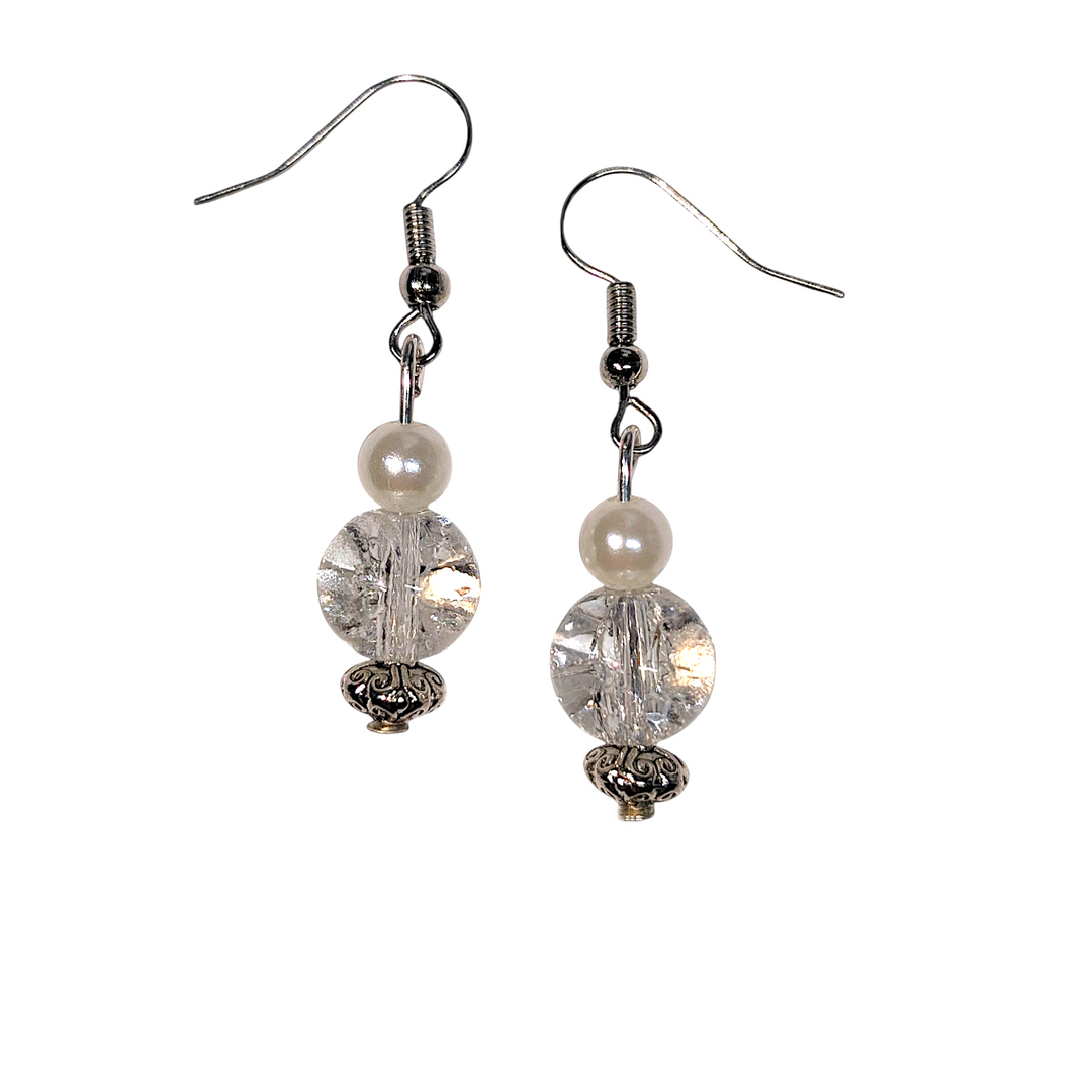 Crystal Clear Pearl Earrings