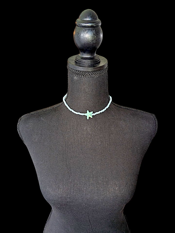 Green Starfish Blue Necklace