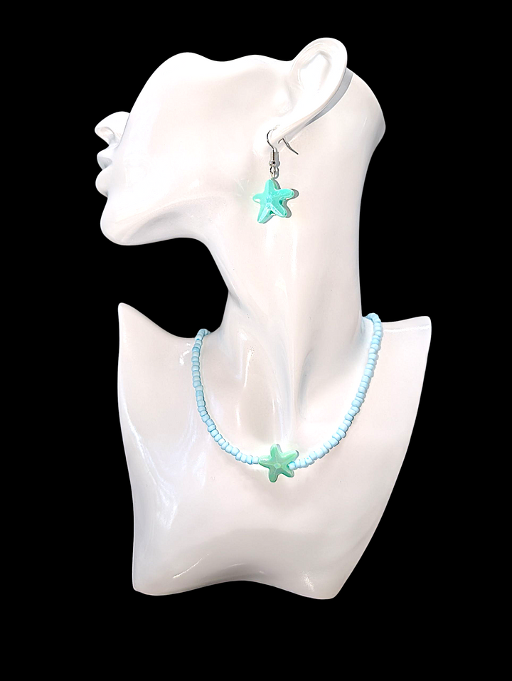 Green Starfish Blue Necklace