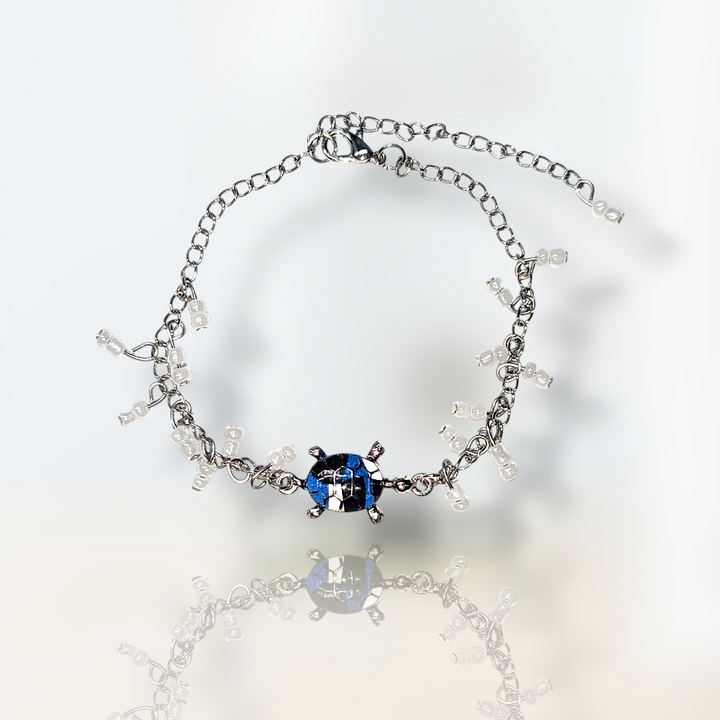 Blue, White, and Black Sea Turtle Anklet Bracelet