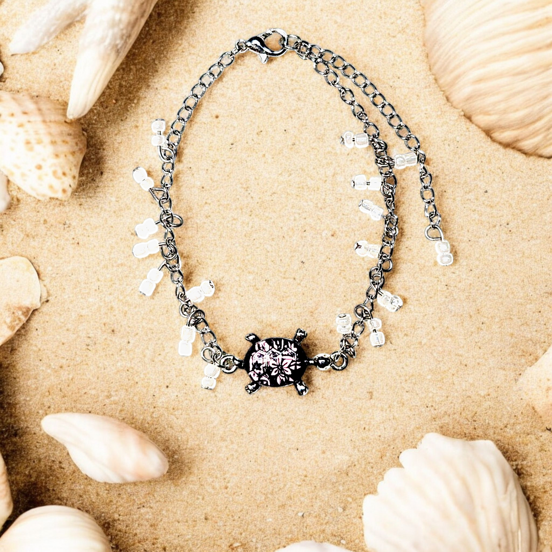 Black-Purple Sea Turtle Anklet Bracelet