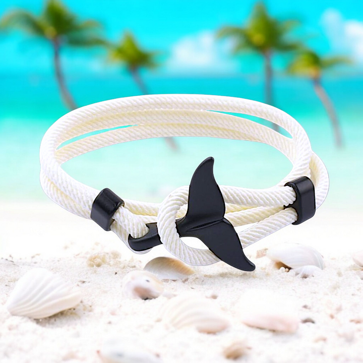 Whale Tail Anchor White Hook Bracelet