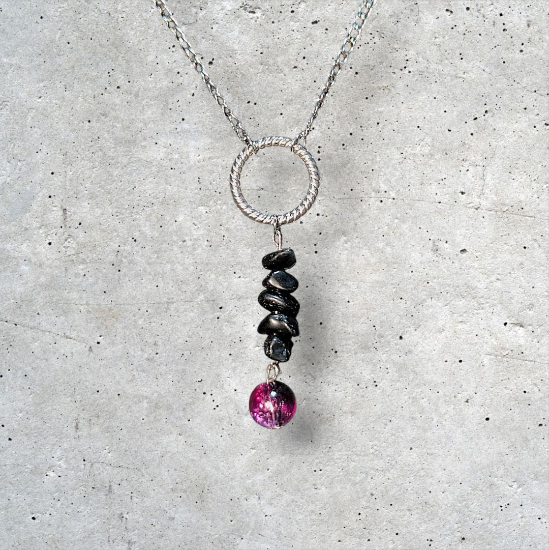 Violet Black Stone Necklace