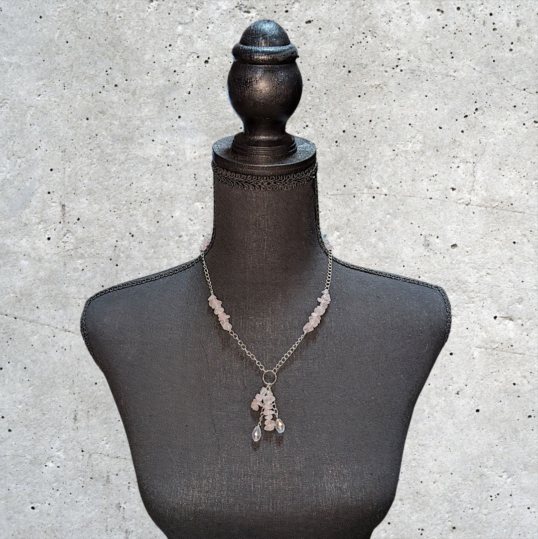 Natural Light Pink Stone Necklace