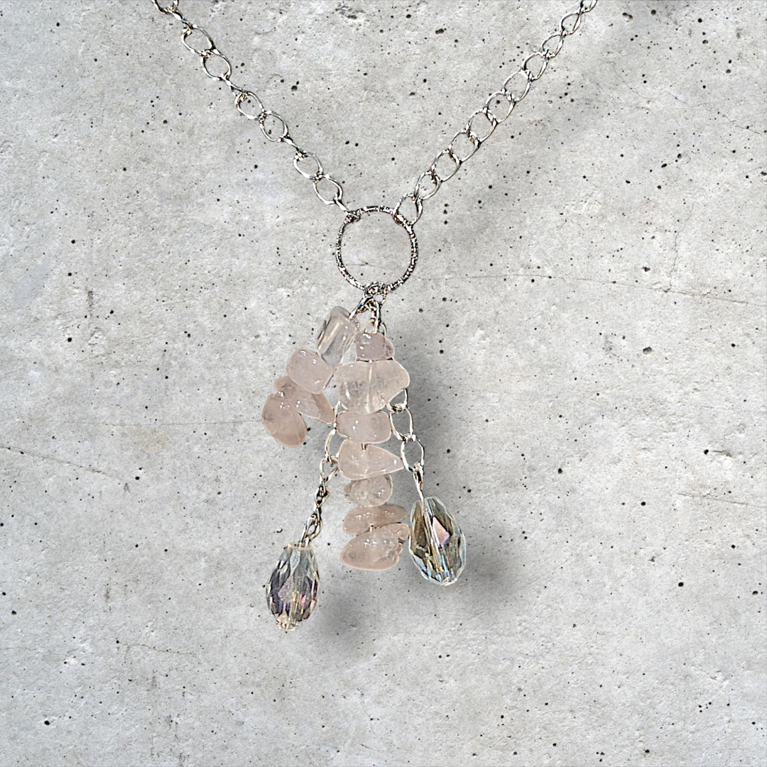 Natural Light Pink Stone Necklace