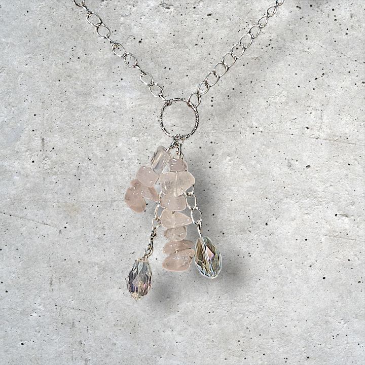 Natural Light Pink Stone Necklace