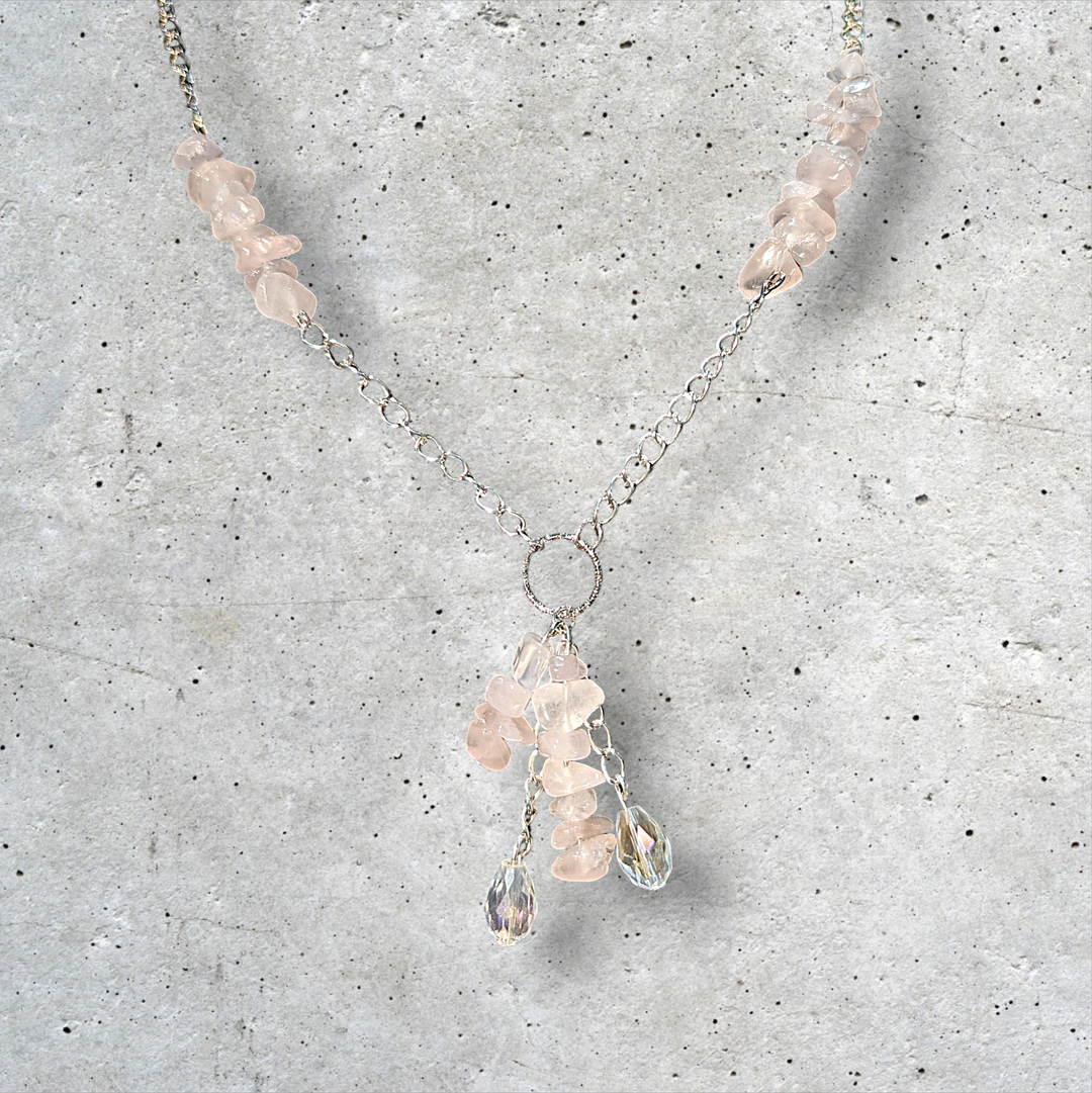 Natural Light Pink Stone Necklace