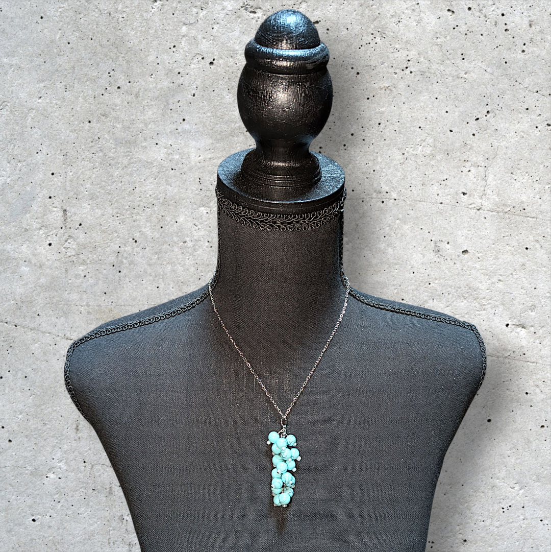 Celeste Aqua Grape Vine Necklace