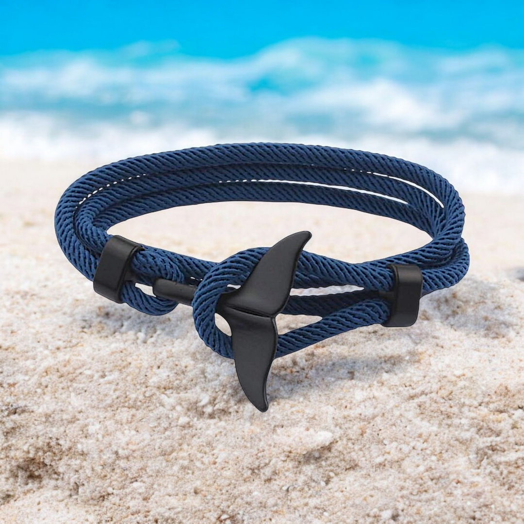 Whale Tail Anchor Blue Hook Bracelet