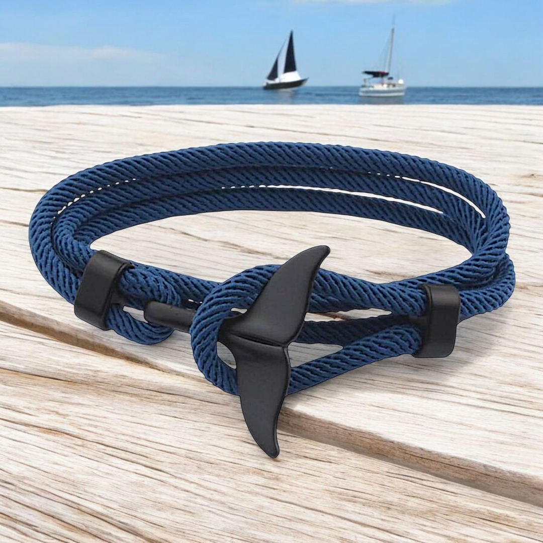 Whale Tail Anchor Blue Hook Bracelet