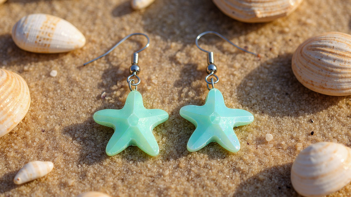 Green Starfish Earrings