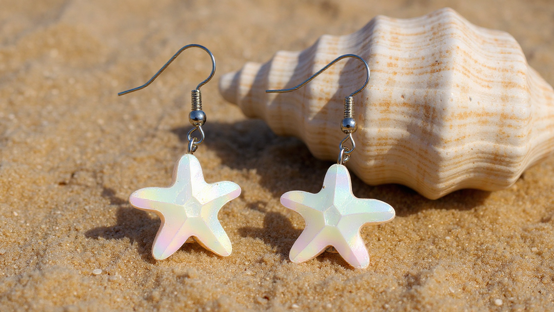 Cream Shine Starfish Earrings