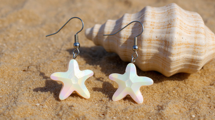 Cream Shine Starfish Earrings