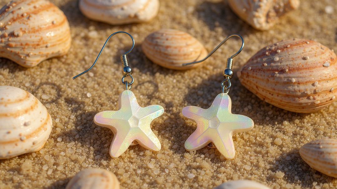 Cream Shine Starfish Earrings