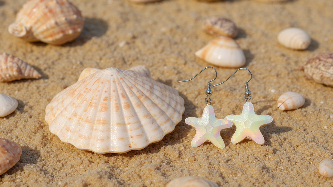 Cream Shine Starfish Earrings