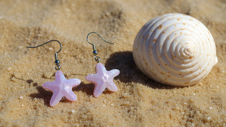 Purple Starfish Earrings