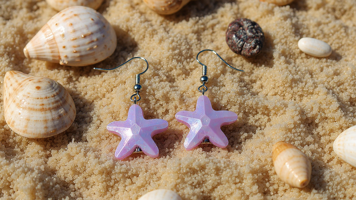 Purple Starfish Earrings