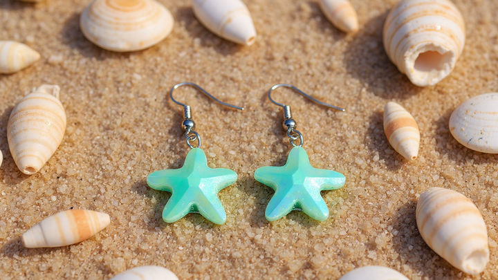 Green Starfish Earrings