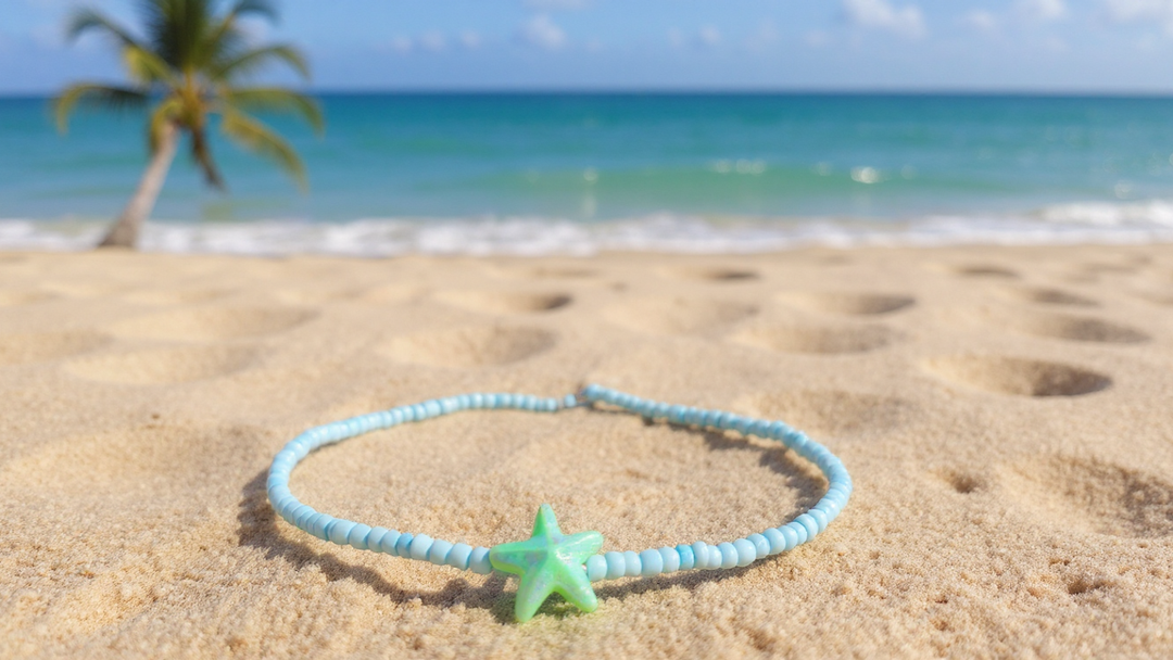 Green Starfish Blue Necklace