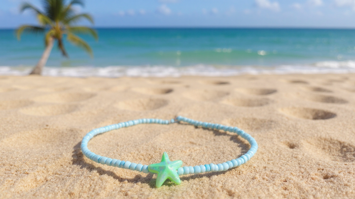 Green Starfish Blue Necklace