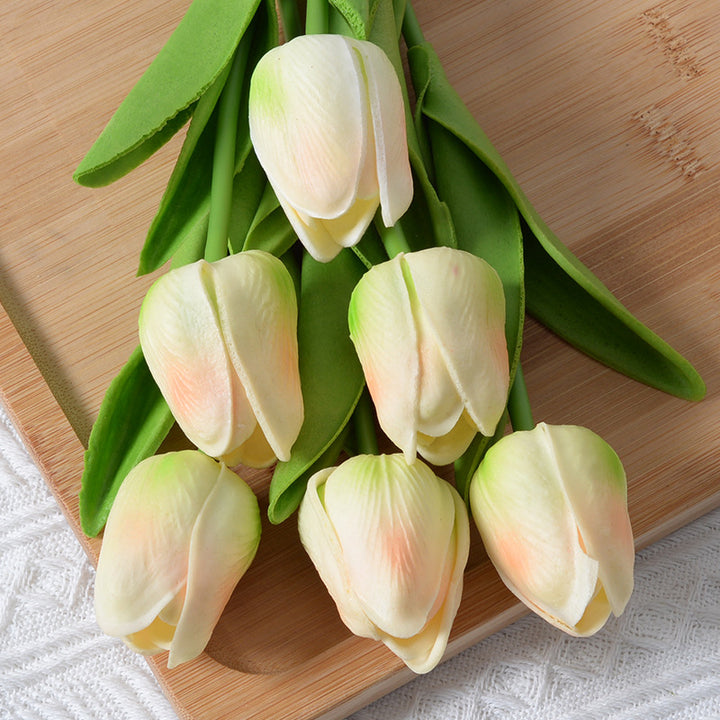 PU Mini Tulip Artificial Flower Home Wedding Decoration Hand Touching Plastic Flower