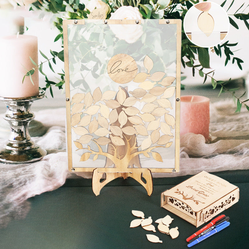 Wooden Craft Home Decoration Wedding Celebration Sign-in Card Wishing Tree Valentine's Day Sign-in Table Photo Frame