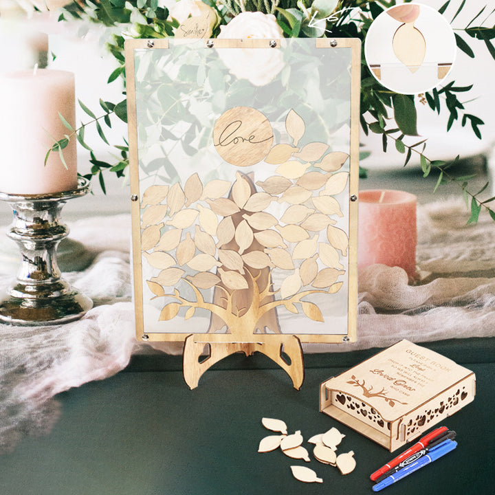 Wooden Craft Home Decoration Wedding Celebration Sign-in Card Wishing Tree Valentine's Day Sign-in Table Photo Frame