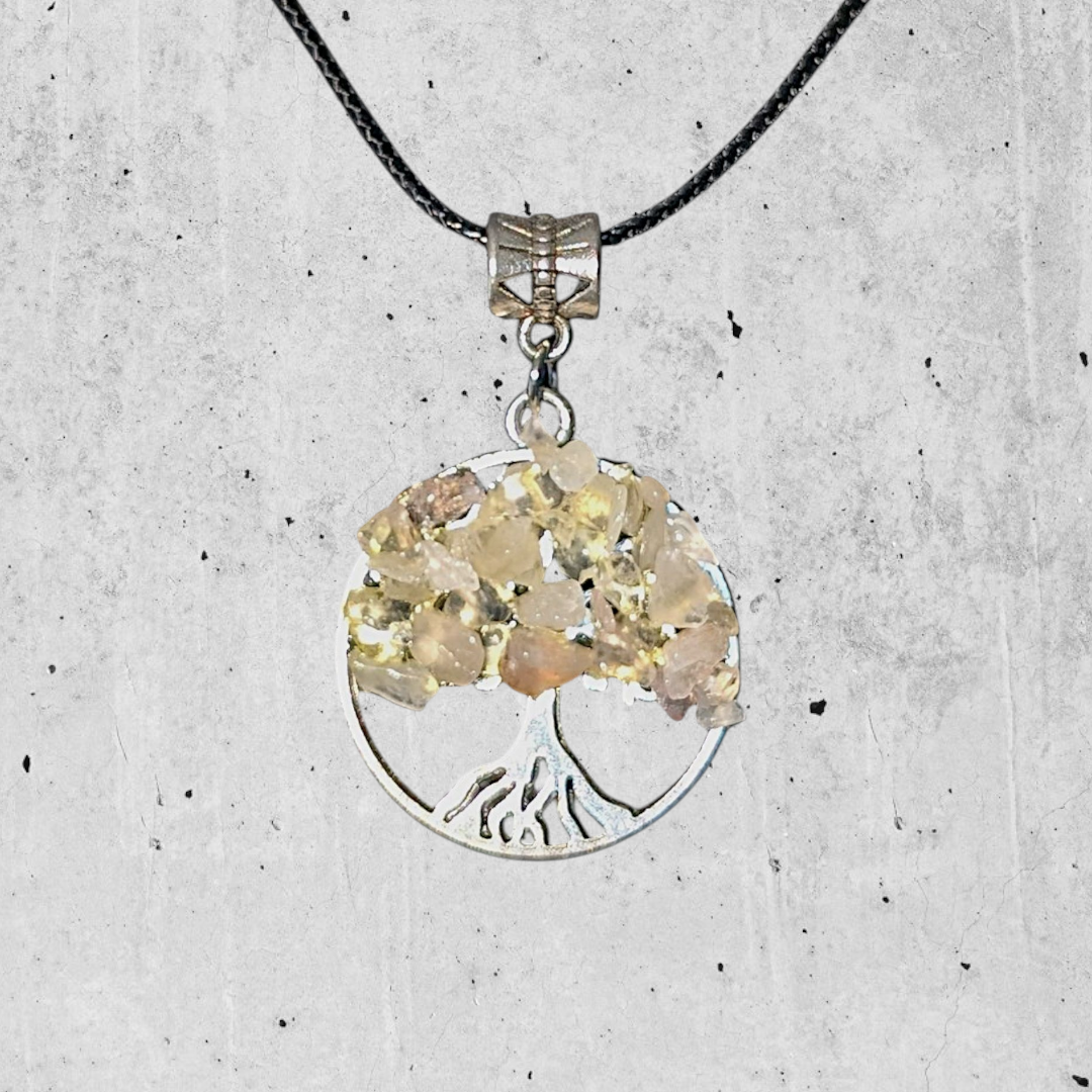 Light Yellow Circle Tree Necklace