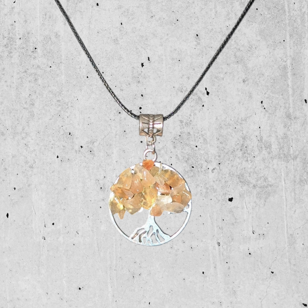 Light Orange Circle Tree Necklace