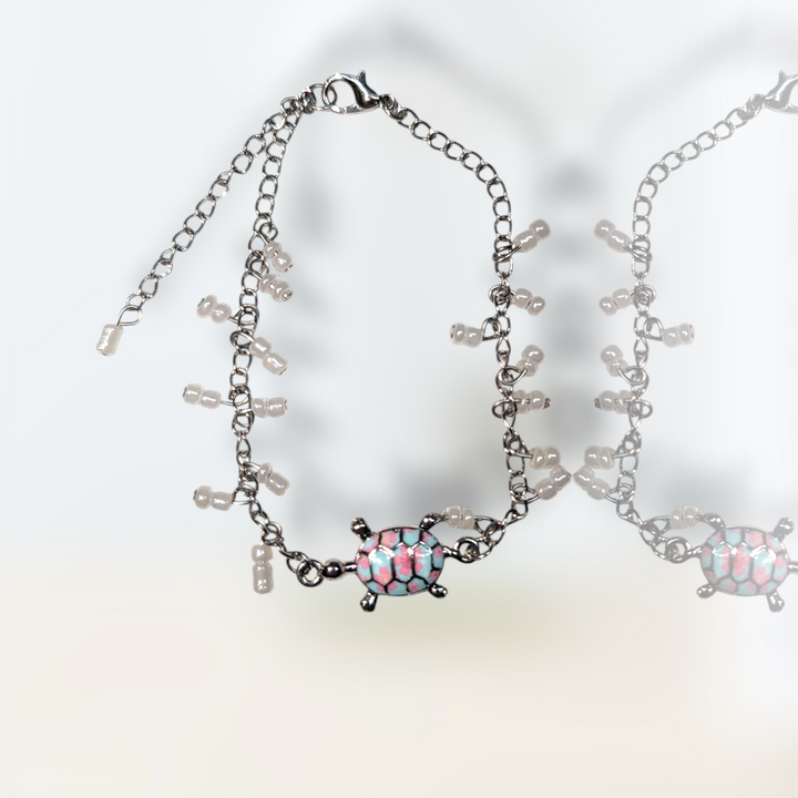 Soft Blue-Pink Sea Turtle Anklet Bracelet