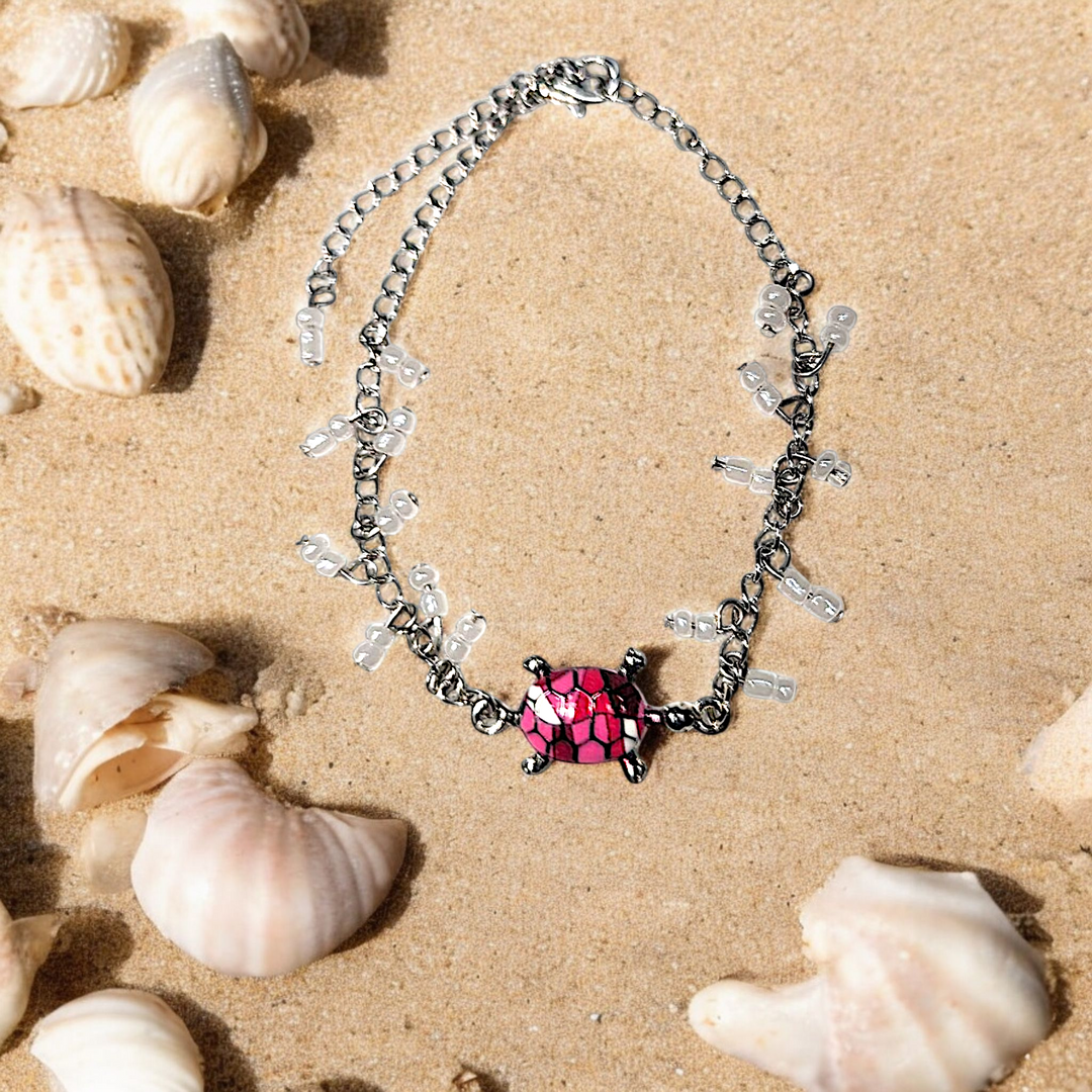 Ocean Pink Sea Turtle Anklet Bracelet