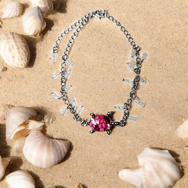 Ocean Pink Sea Turtle Anklet Bracelet