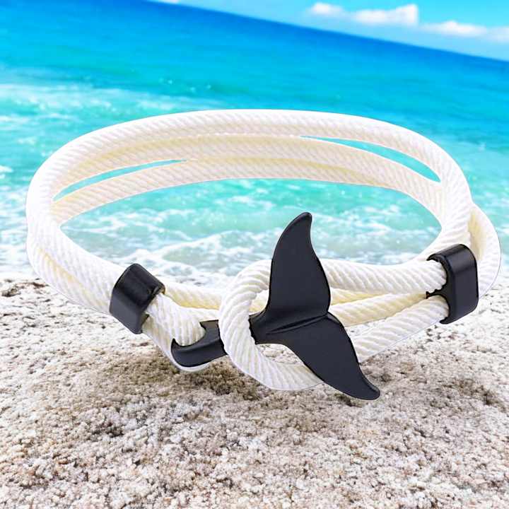Whale Tail Anchor White Hook Bracelet