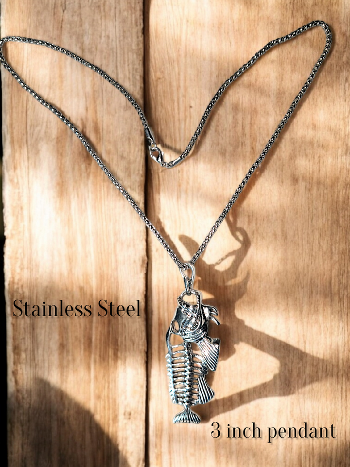 Bold Silver Fish Necklace