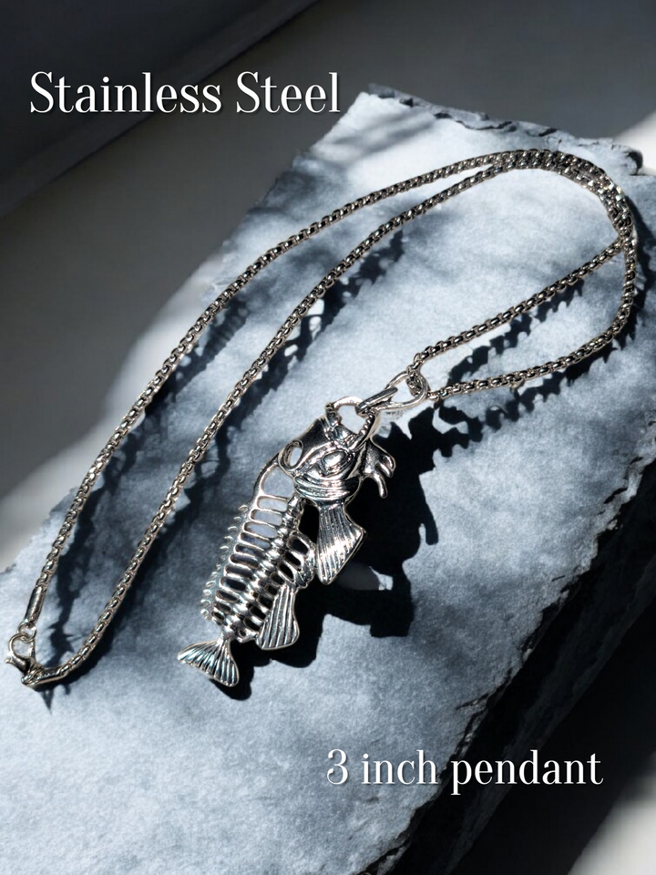 Bold Silver Fish Necklace