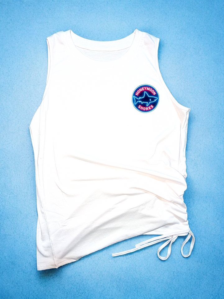Womens Tank Top Summer - Crew Neck Sleeveless Loose Shirts Casual Wear Trendy Fashion Shark Outfit Clothes