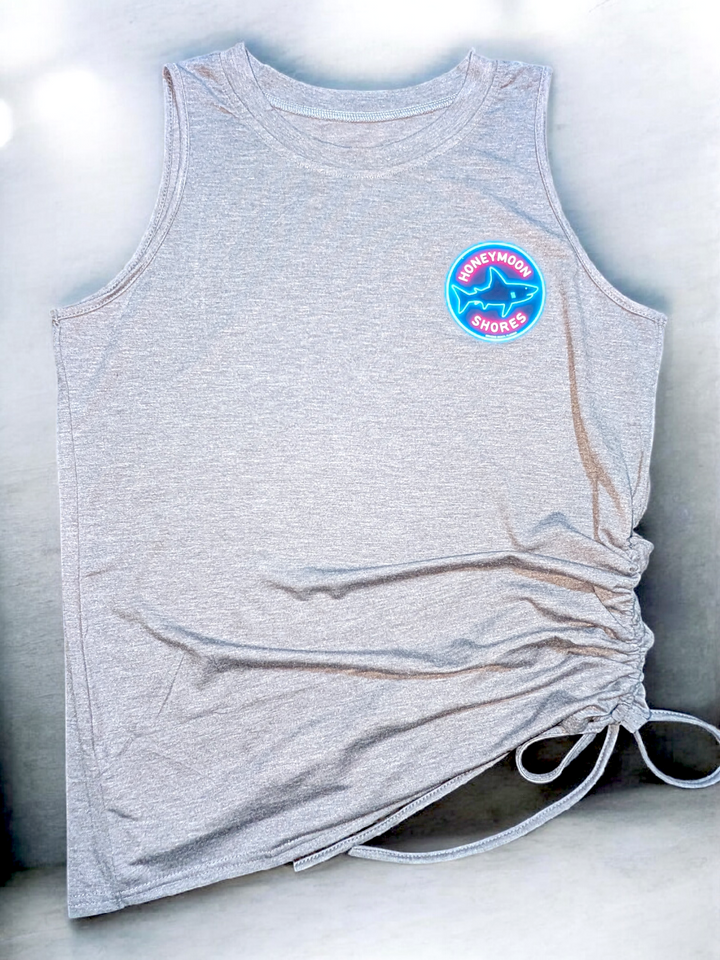 Womens Tank Top Summer - Crew Neck Sleeveless Loose Shirts Casual Wear Trendy Fashion Shark Outfit Clothes