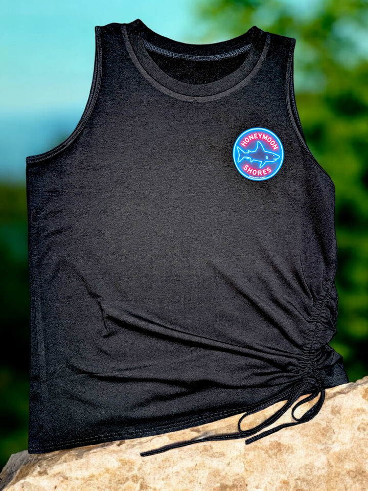 Womens Tank Top Summer - Crew Neck Sleeveless Loose Shirts Casual Wear Trendy Fashion Shark Outfit Clothes