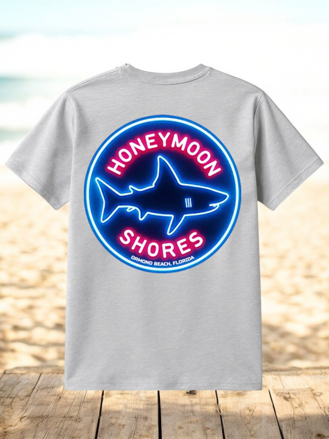 Honeymoon Shores Trendy Fashion Shark Summer T-Shirt - Ormond Beach Florida
