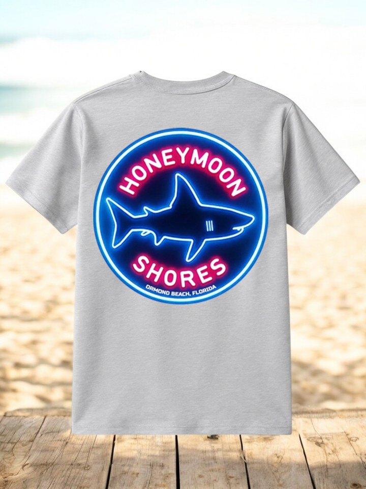 Honeymoon Shores Trendy Fashion Shark Summer T-Shirt - Ormond Beach Florida