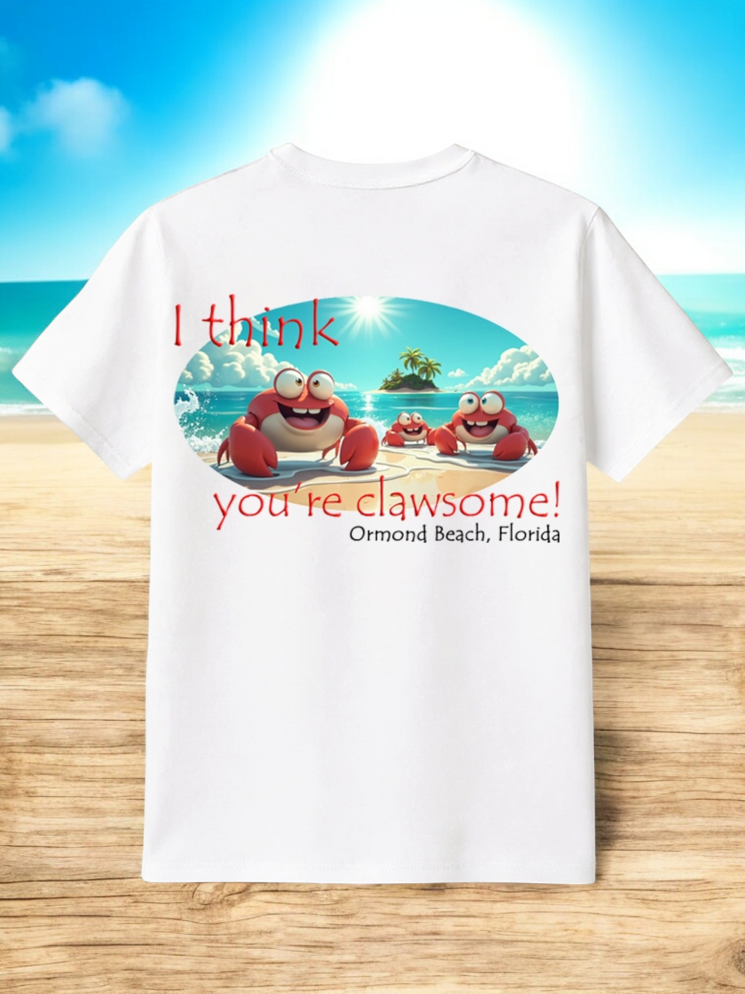 Honeymoon Shores Crab I Think You're Clawsome Trendy Summer T-Shirt - Ormond Beach Florida