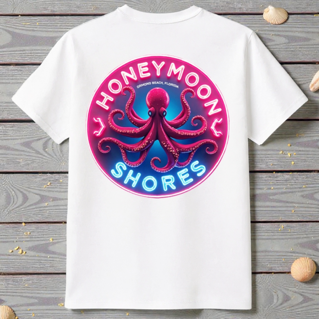 Honeymoon Shores Octopus Trendy Summer T-Shirt - Ormond Beach Florida