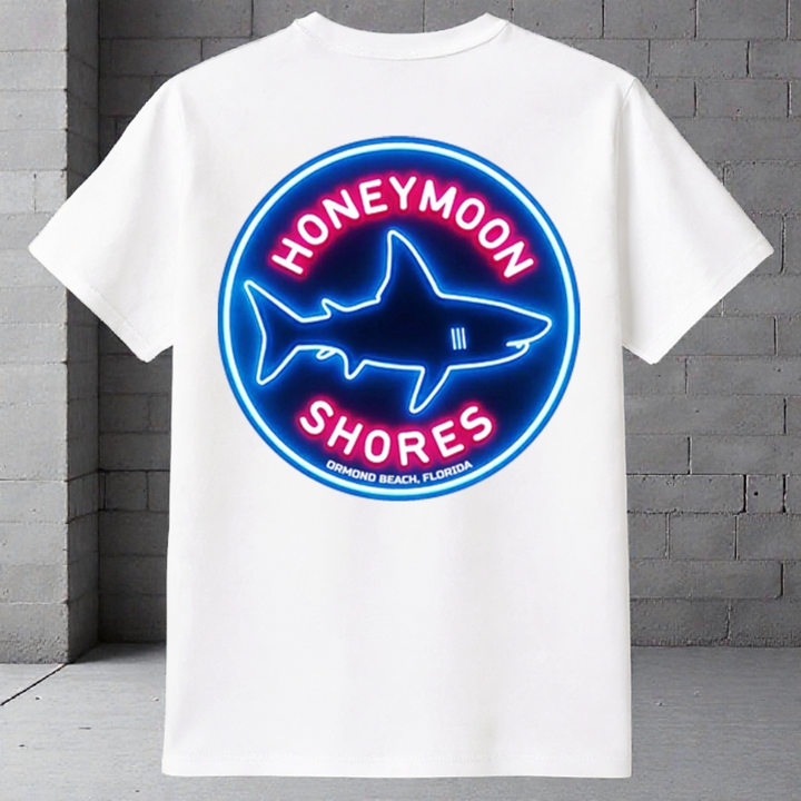 Honeymoon Shores Trendy Fashion Shark Summer T-Shirt - Ormond Beach Florida