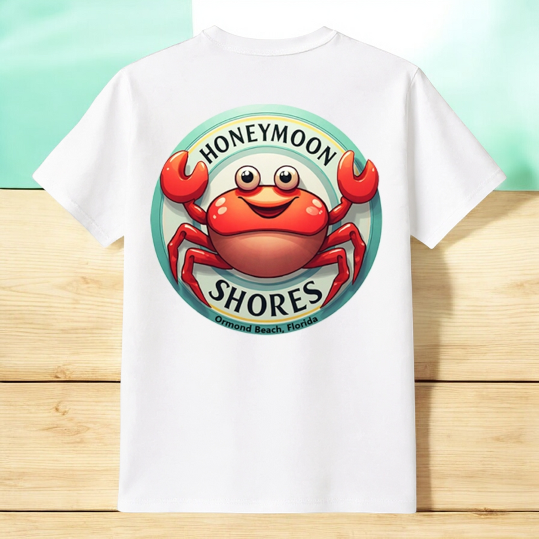 Honeymoon Shores Crab Trendy Summer T-Shirt - Ormond Beach Florida