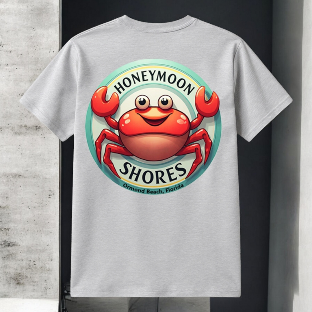 Honeymoon Shores Crab Trendy Summer T-Shirt - Ormond Beach Florida