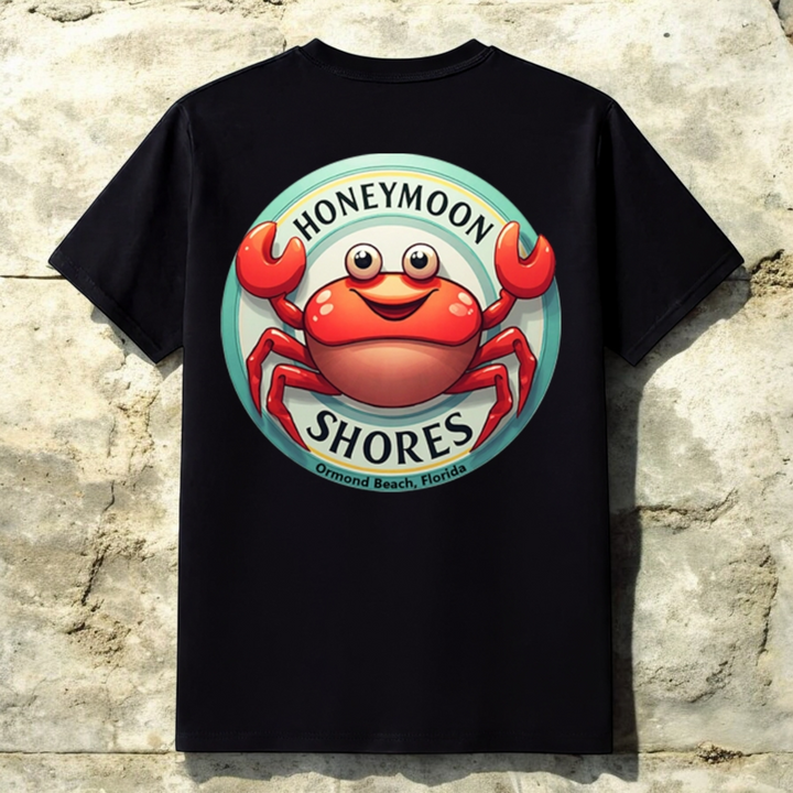 Honeymoon Shores Crab Trendy Summer T-Shirt - Ormond Beach Florida