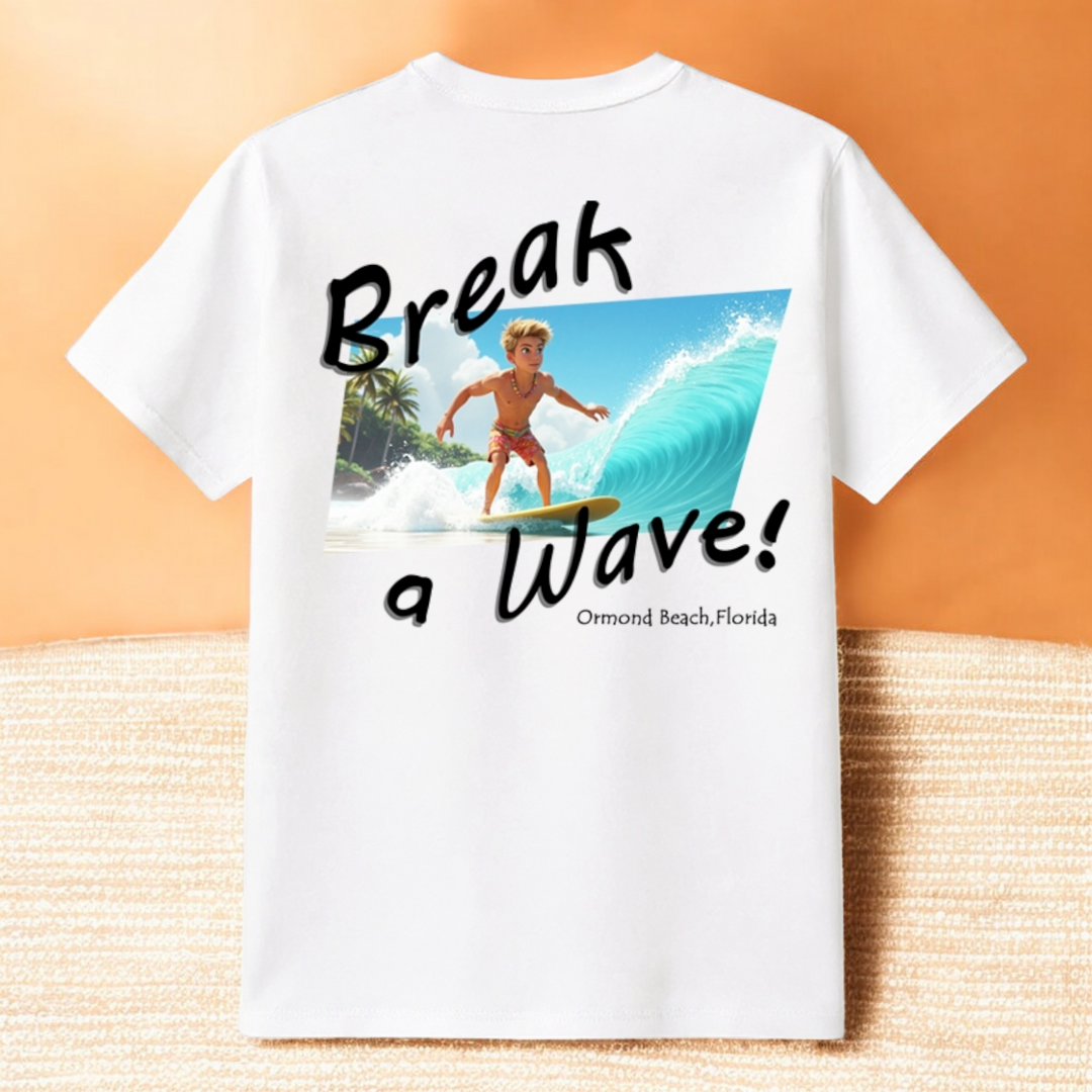 Honeymoon Shores Break A Wave Trendy Summer T-Shirt - Ormond Beach Florida