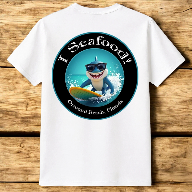Honeymoon Shores Shark I See Food Trendy Summer T-Shirt - Ormond Beach Florida